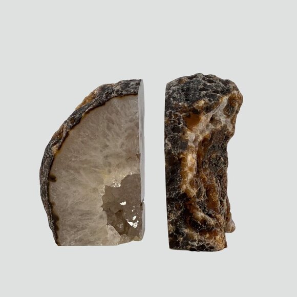 Crystal bookends, Agate Stone with Geode Center, Natural Bookshelf Decor (DB) - Picture 8 of 14